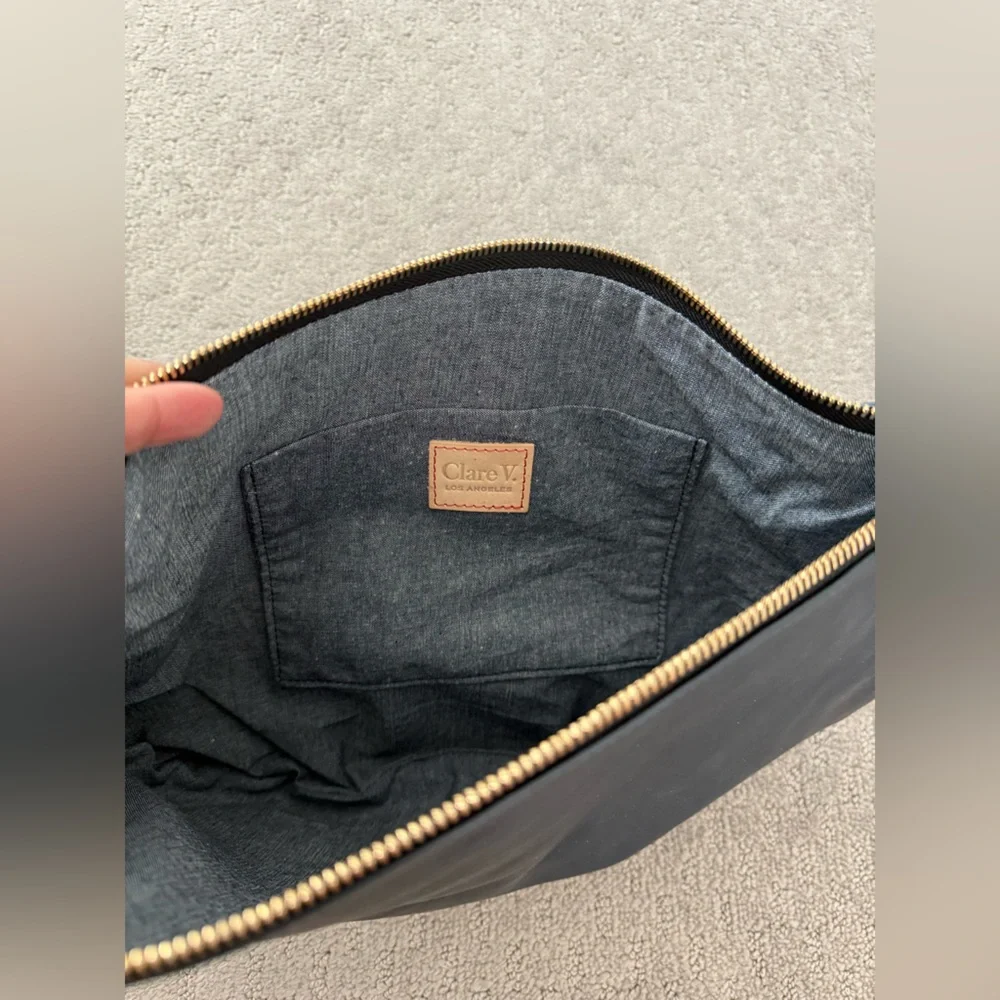 Clare V Moyen Messenger in Blue Leather - Picture 3 of 6